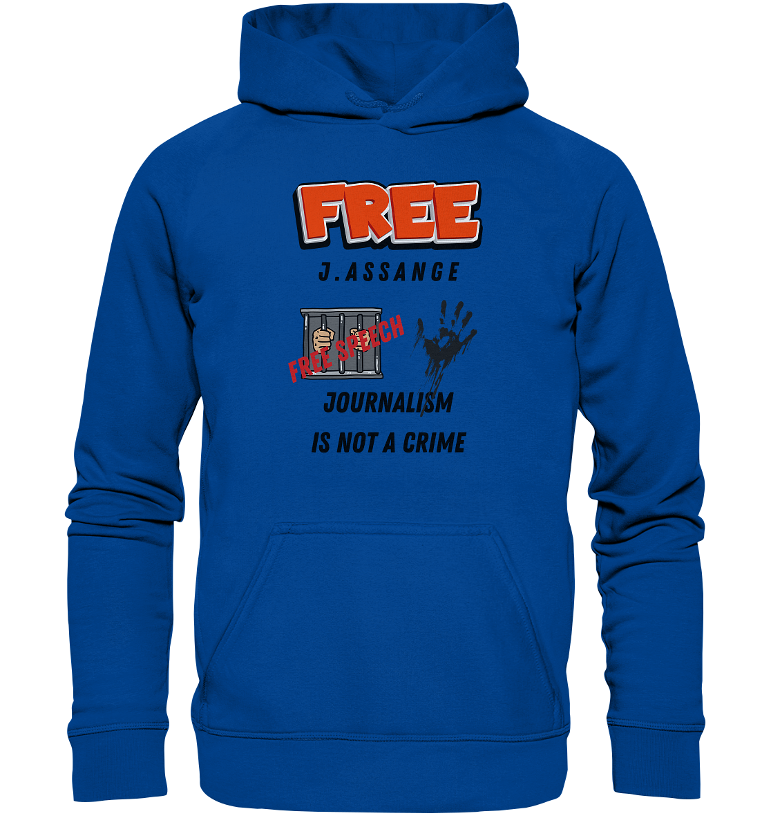 FREE J.ASSANGE - JOURNALISM IS NOT A CRIME, FREE SPEECH (2 GRAFIKEN) - Basic Unisex Hoodie