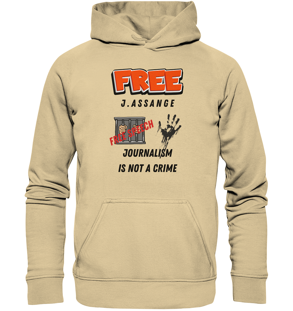 FREE J.ASSANGE - JOURNALISM IS NOT A CRIME, FREE SPEECH (2 GRAFIKEN) - Basic Unisex Hoodie