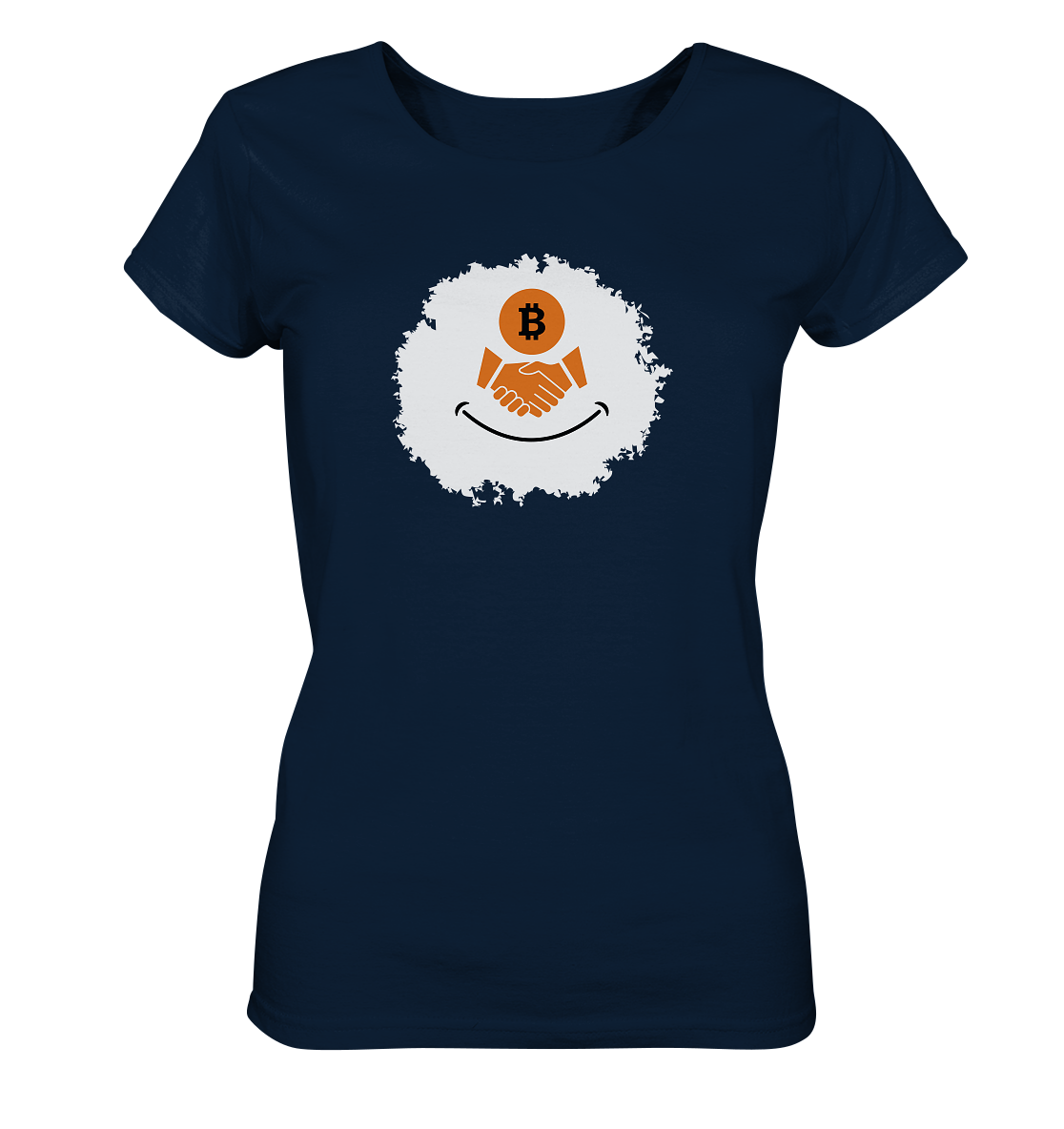 Smiley Bitcoin handshake - (Ladies Collection 21% Rabatt bis zum Halving 2024) - Ladies Organic Shirt