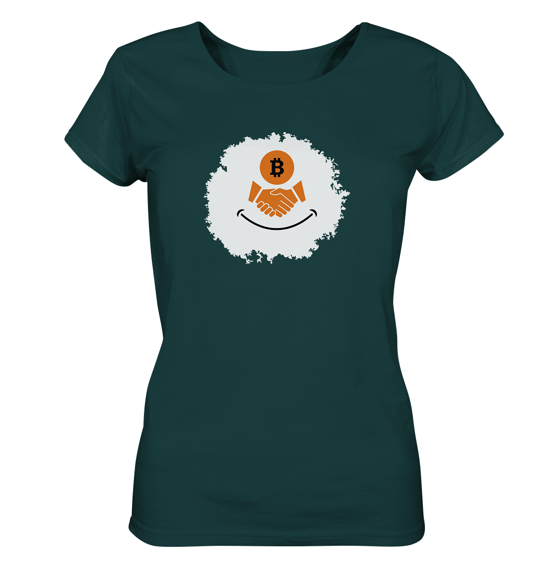 Smiley Bitcoin handshake - (Ladies Collection 21% Rabatt bis zum Halving 2024) - Ladies Organic Shirt