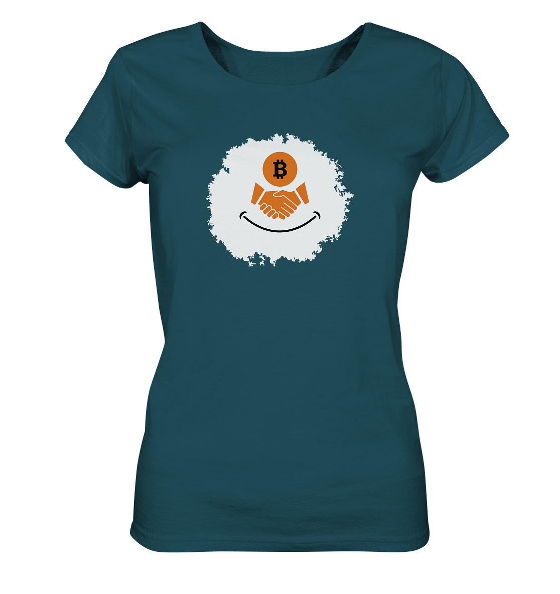 Smiley Bitcoin handshake - (Ladies Collection 21% Rabatt bis zum Halving 2024) - Ladies Organic Shirt