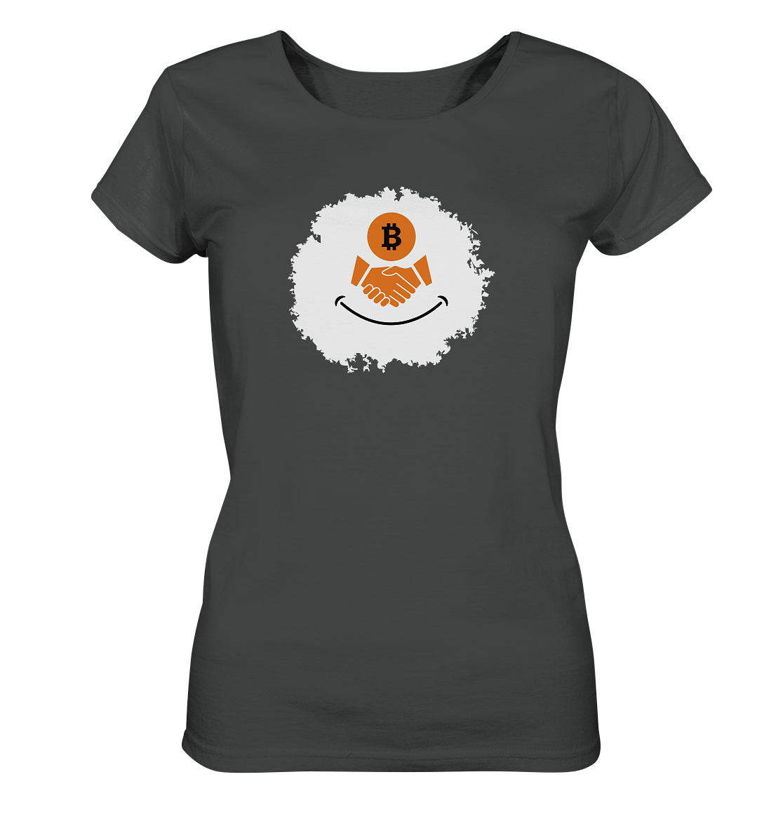Smiley Bitcoin handshake - (Ladies Collection 21% Rabatt bis zum Halving 2024) - Ladies Organic Shirt