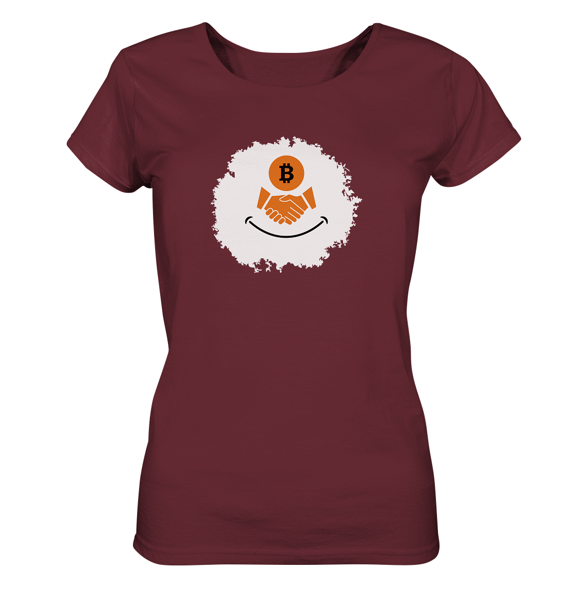 Smiley Bitcoin handshake - (Ladies Collection 21% Rabatt bis zum Halving 2024) - Ladies Organic Shirt