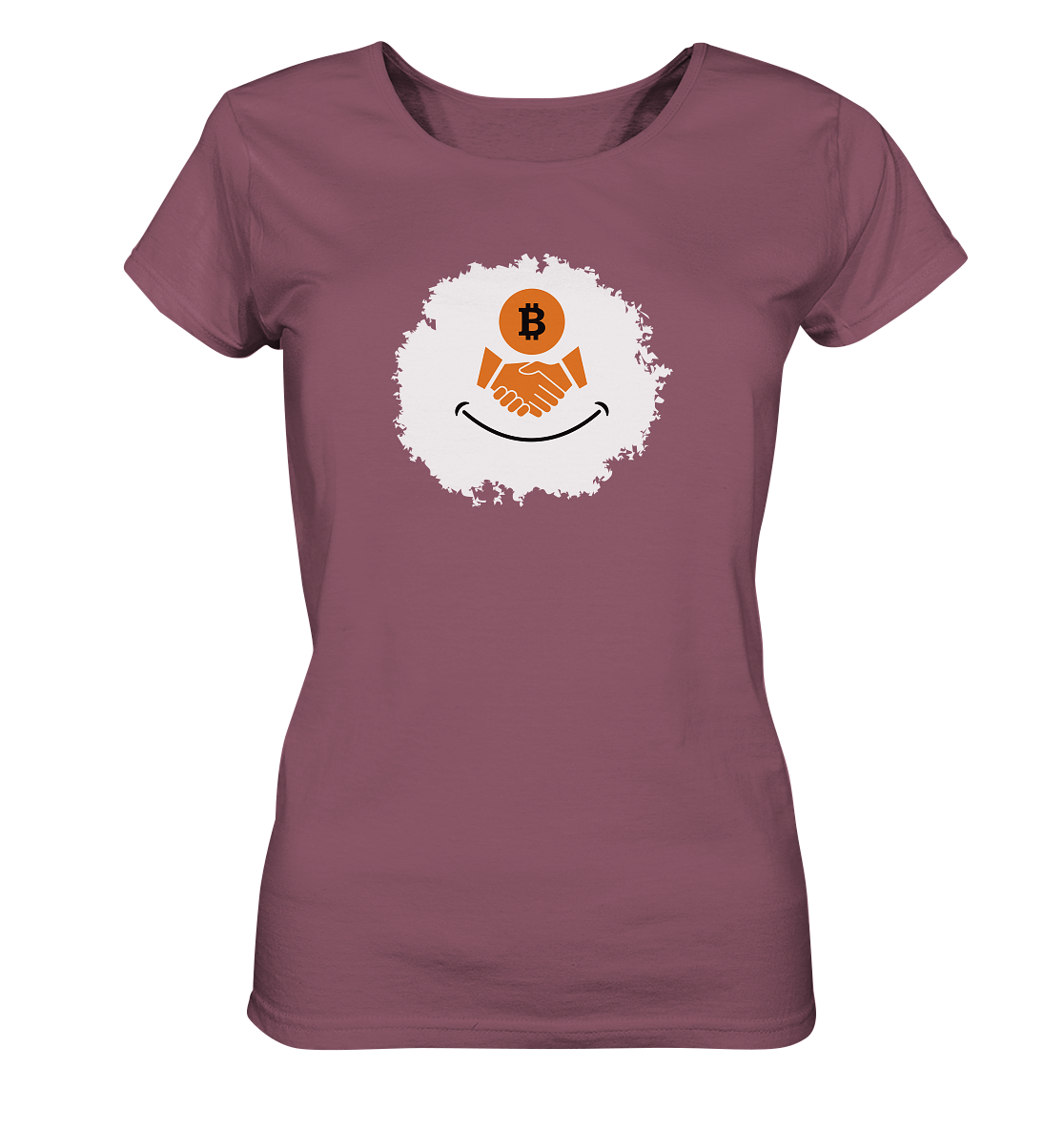 Smiley Bitcoin handshake - (Ladies Collection 21% Rabatt bis zum Halving 2024) - Ladies Organic Shirt