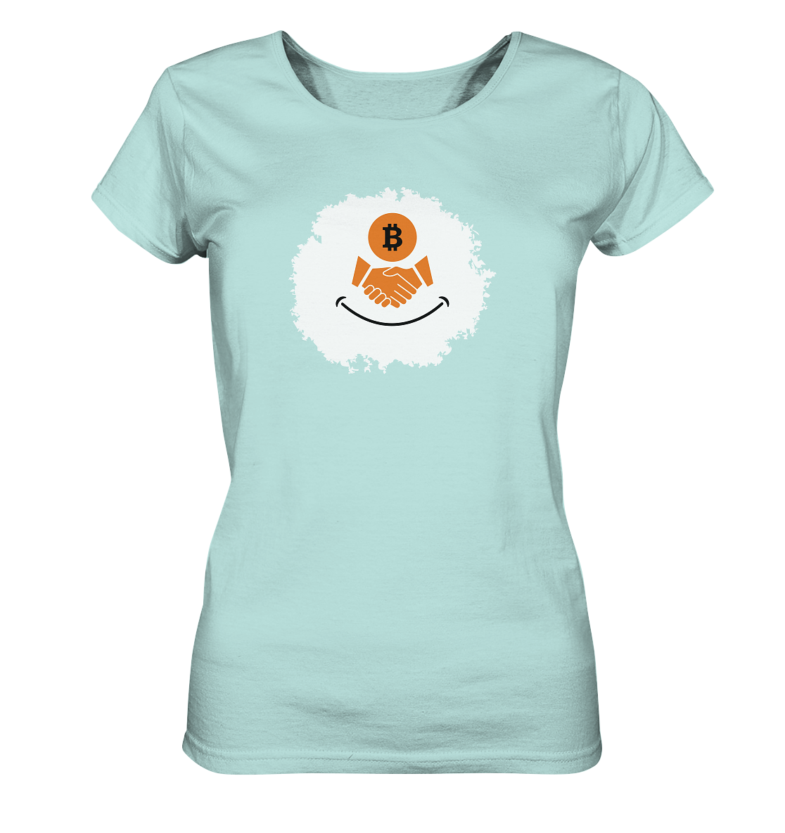 Smiley Bitcoin handshake - (Ladies Collection 21% Rabatt bis zum Halving 2024) - Ladies Organic Shirt