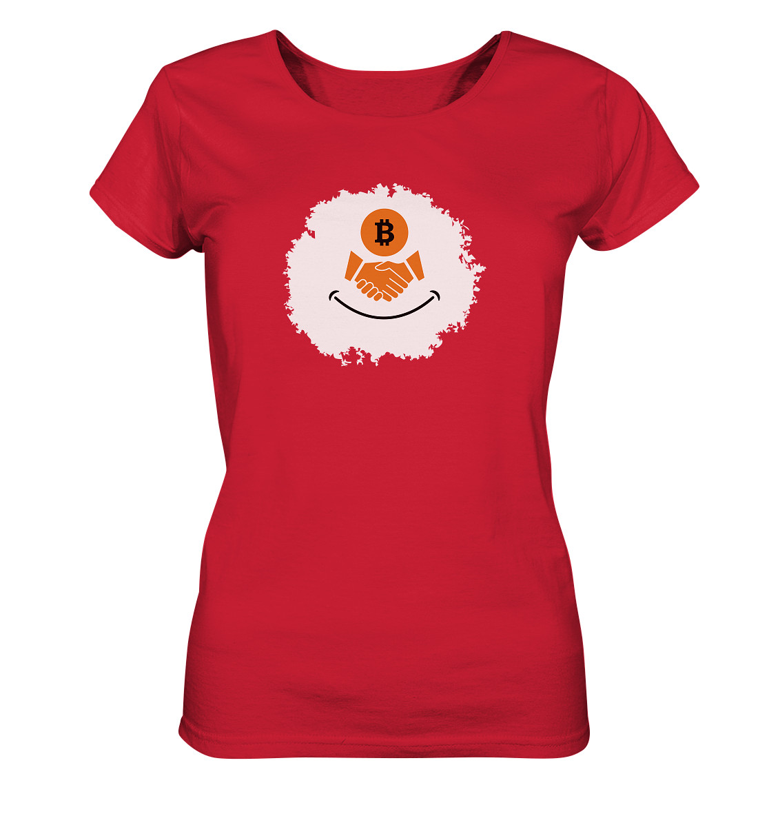Smiley Bitcoin handshake - (Ladies Collection 21% Rabatt bis zum Halving 2024) - Ladies Organic Shirt