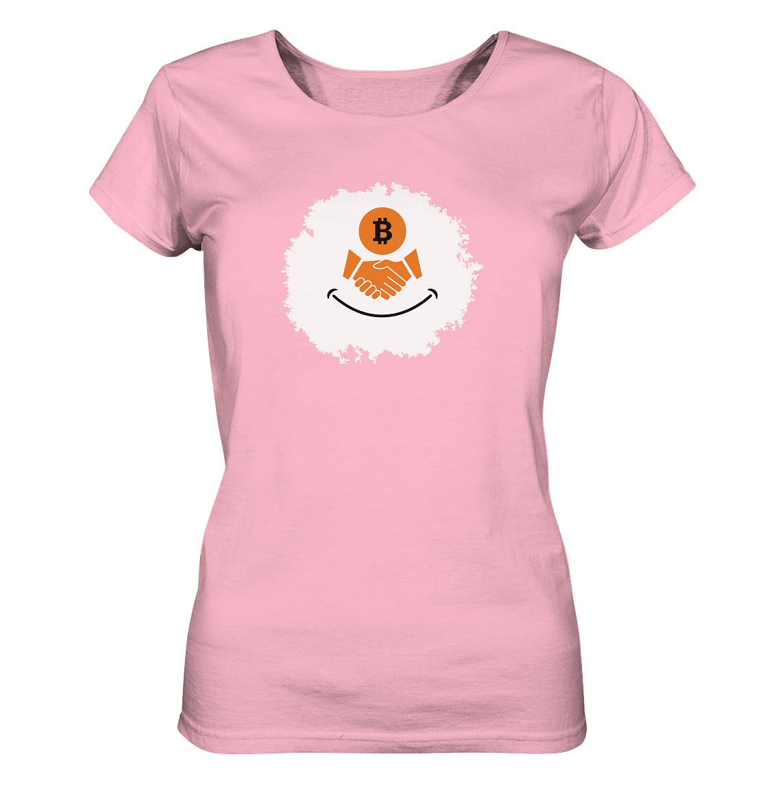 Smiley Bitcoin handshake - (Ladies Collection 21% Rabatt bis zum Halving 2024) - Ladies Organic Shirt