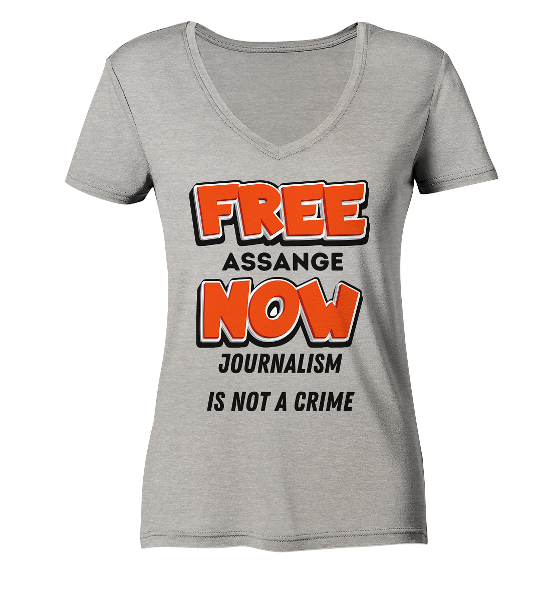 FREE ASSANGE NOW - JOURNALISM IS NOT A CRIME (Ladies Collection 21% Rabatt bis zum Halving 2024) - Ladies Organic V-Neck Shirt