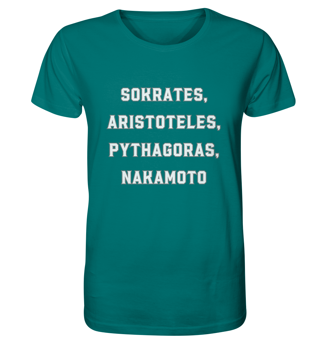 SOKRATES, ARISTOTELES, PHYTHAGORAS, NAKAMOTO - Organic Shirt
