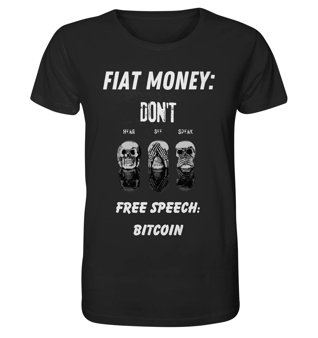 FIAT MONEY: DON´T HEAR, SEE, SPEAK - FREE SPEECH: BITCOIN - Organic Shirt