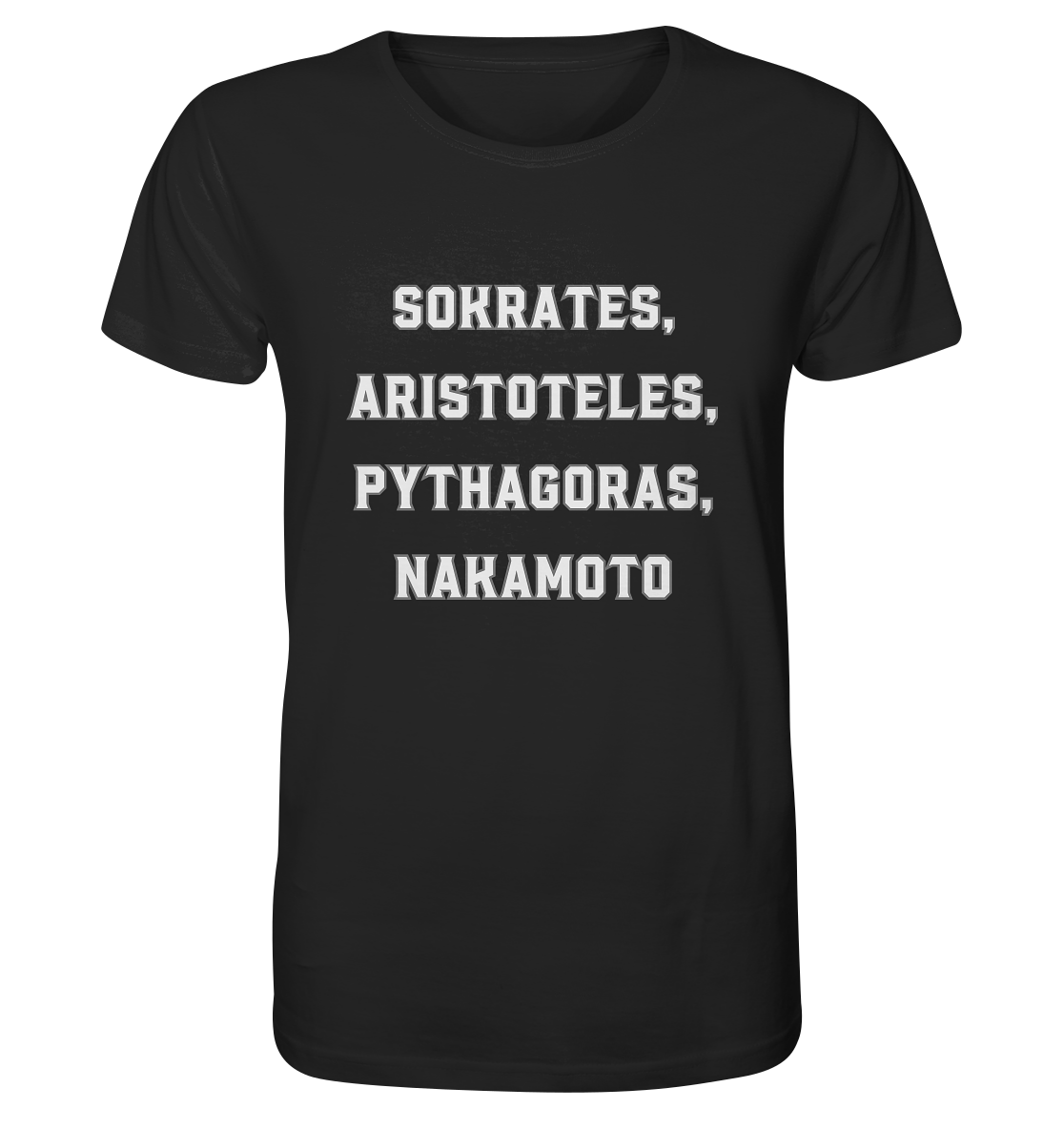 SOKRATES, ARISTOTELES, PHYTHAGORAS, NAKAMOTO - Organic Shirt