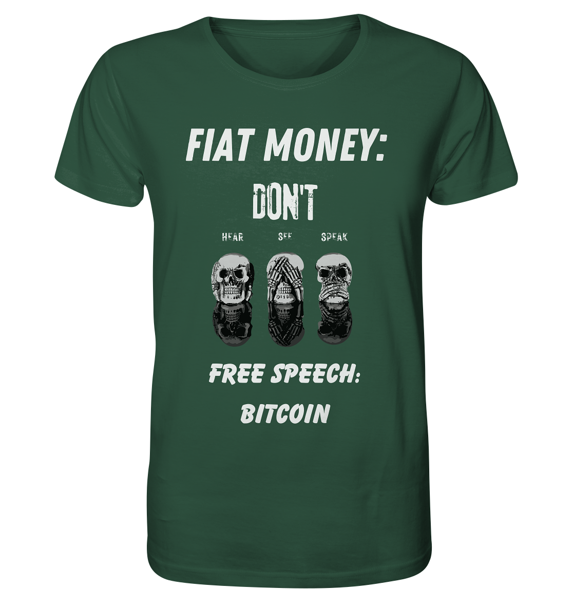 FIAT MONEY: DON´T HEAR, SEE, SPEAK - FREE SPEECH: BITCOIN - Organic Shirt