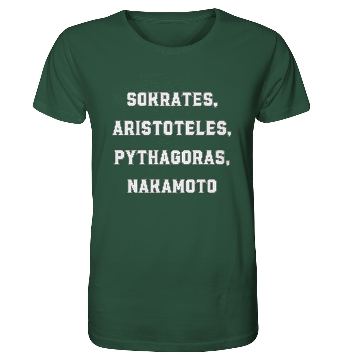SOKRATES, ARISTOTELES, PHYTHAGORAS, NAKAMOTO - Organic Shirt