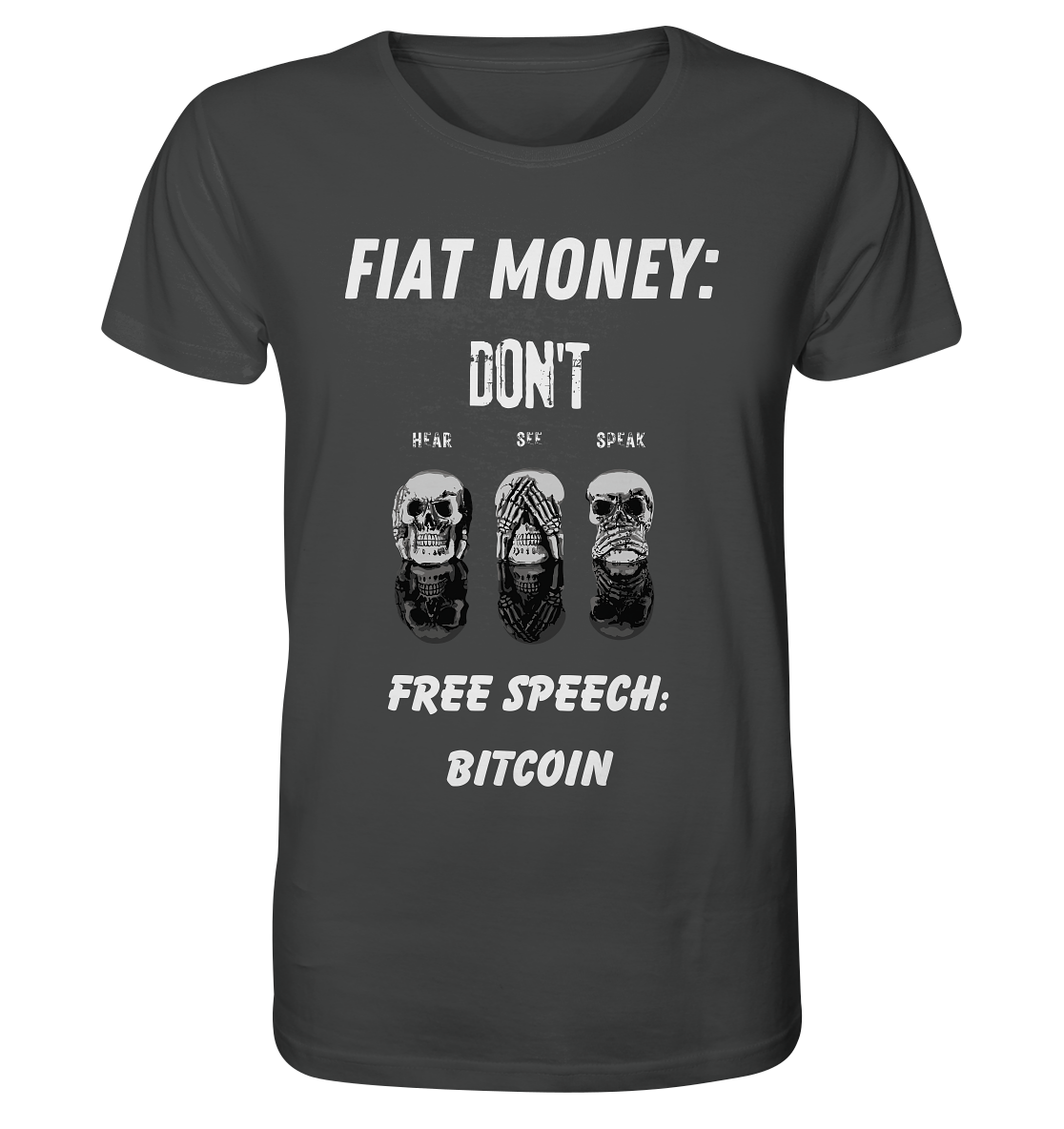 FIAT MONEY: DON´T HEAR, SEE, SPEAK - FREE SPEECH: BITCOIN - Organic Shirt