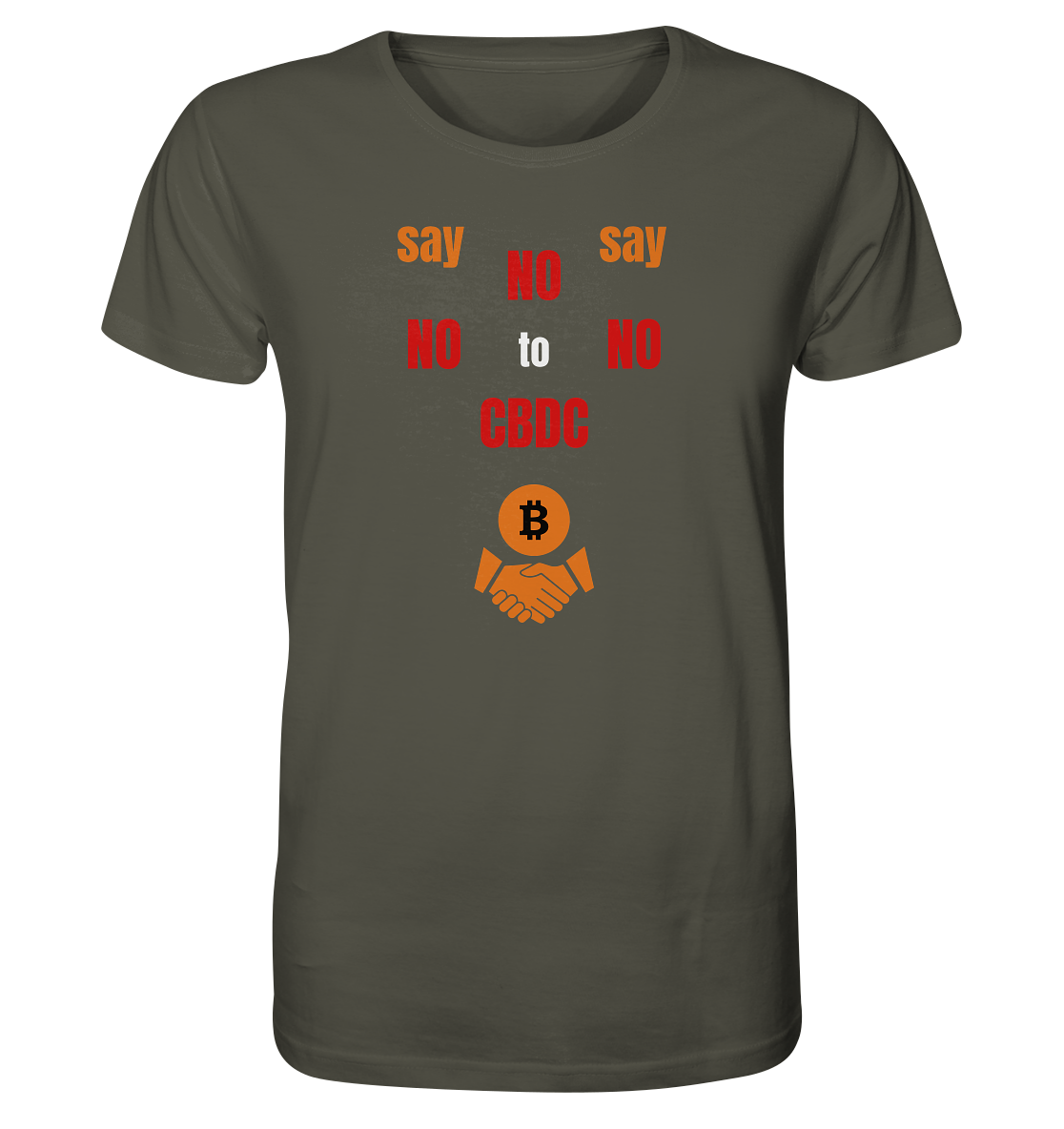 say NO NO NO to CBDC (+Bitcoin handshake) - Organic Shirt