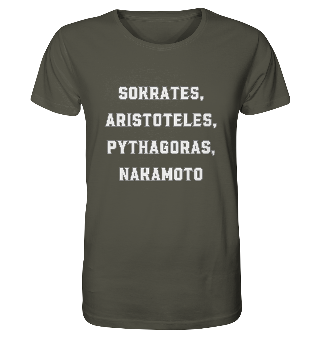 SOKRATES, ARISTOTELES, PHYTHAGORAS, NAKAMOTO - Organic Shirt