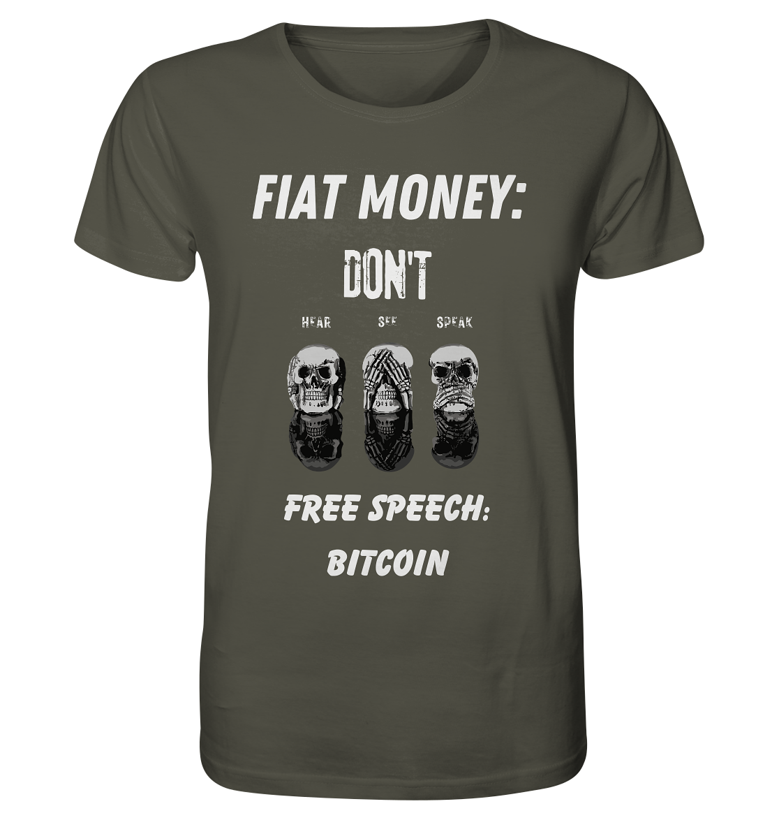 FIAT MONEY: DON´T HEAR, SEE, SPEAK - FREE SPEECH: BITCOIN - Organic Shirt