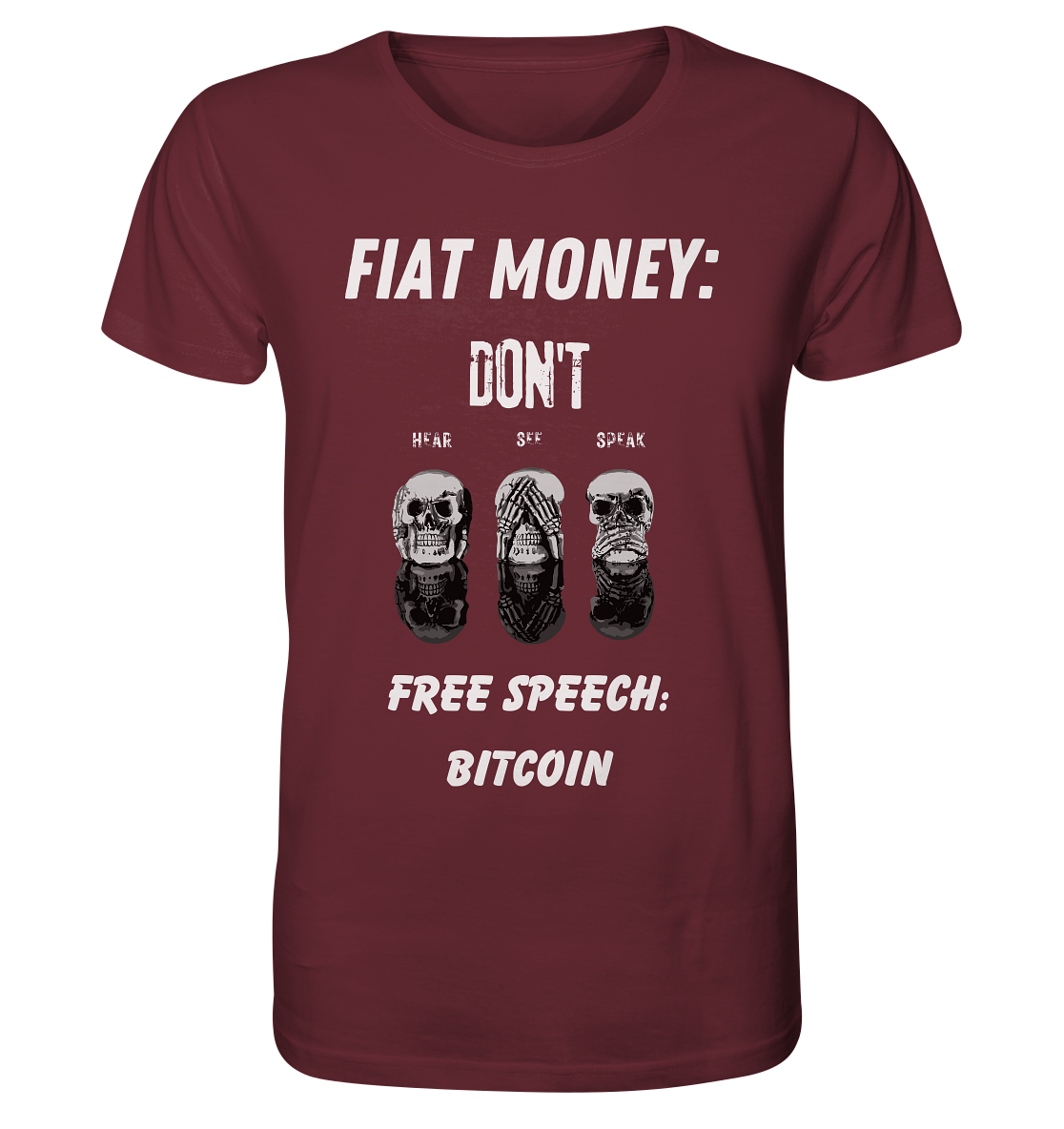 FIAT MONEY: DON´T HEAR, SEE, SPEAK - FREE SPEECH: BITCOIN - Organic Shirt