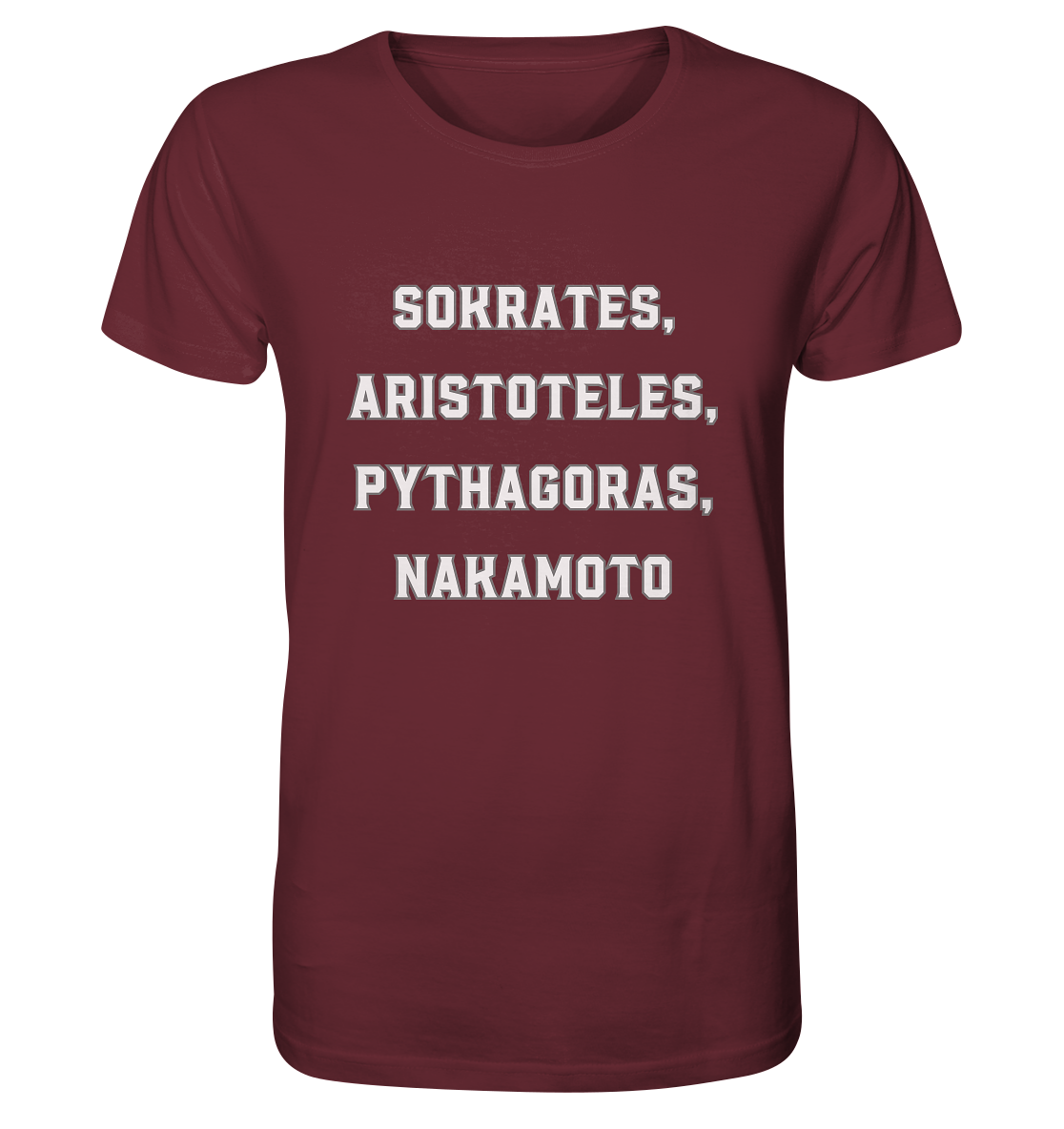 SOKRATES, ARISTOTELES, PHYTHAGORAS, NAKAMOTO - Organic Shirt