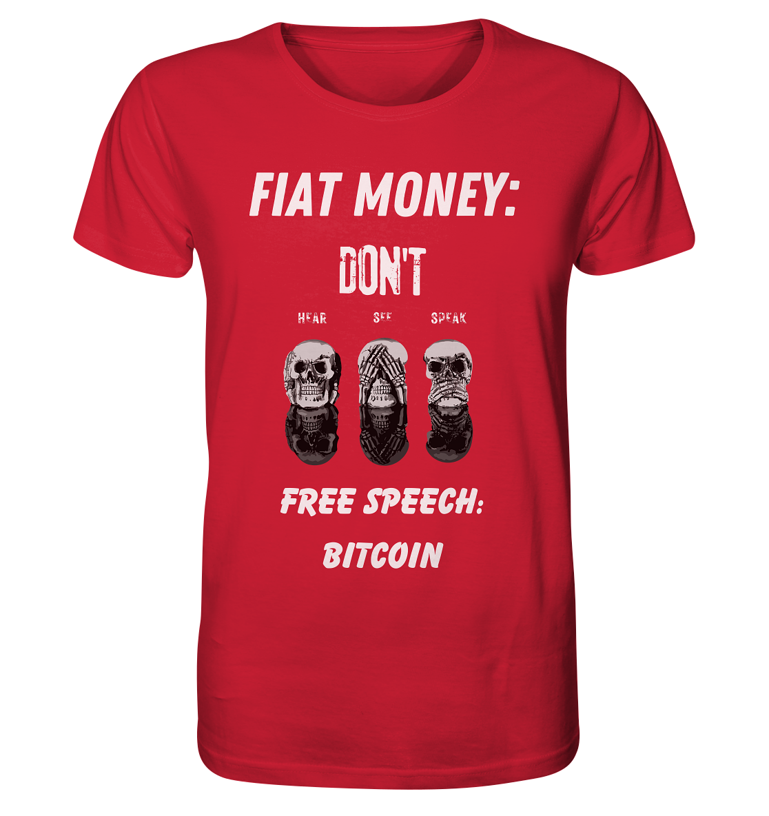 FIAT MONEY: DON´T HEAR, SEE, SPEAK - FREE SPEECH: BITCOIN - Organic Shirt