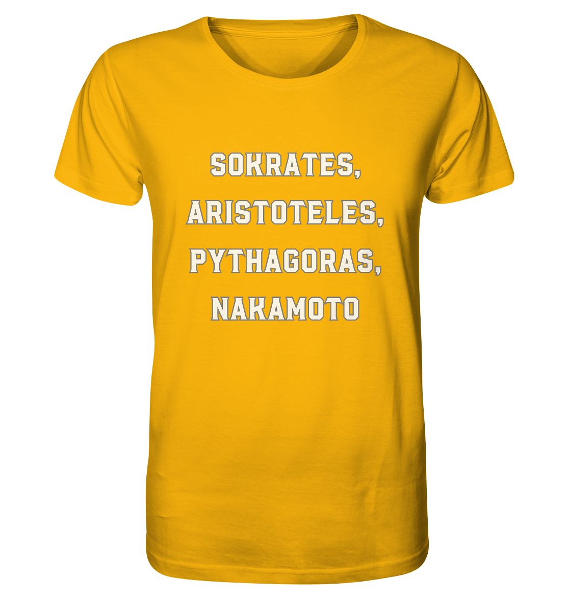 SOKRATES, ARISTOTELES, PHYTHAGORAS, NAKAMOTO - Organic Shirt