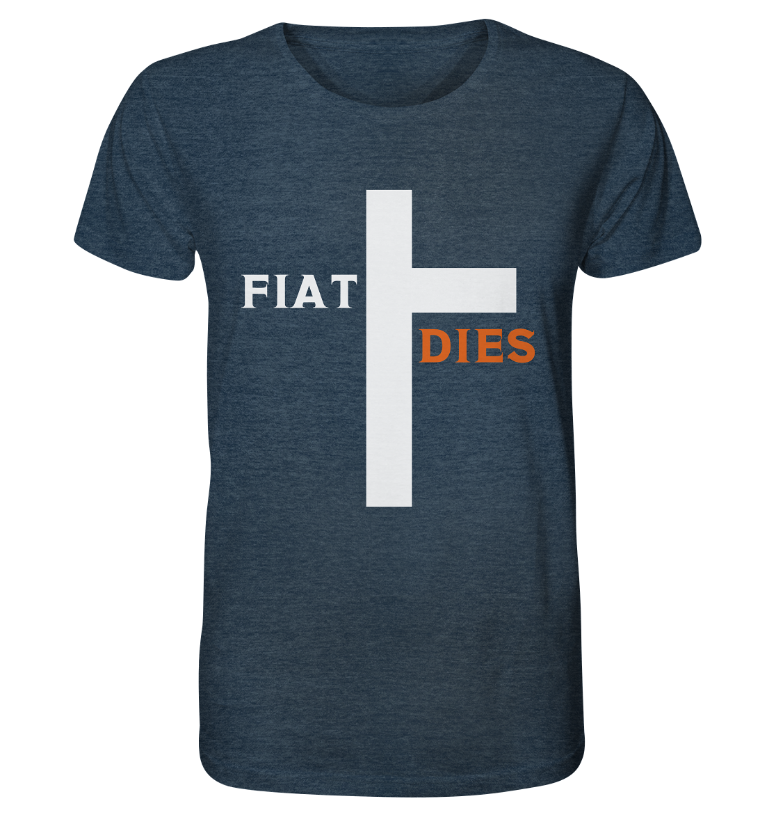 FIAT DIES (Version: "FIAT" in weiss, "DIES" in orange) - Organic Shirt (meliert)