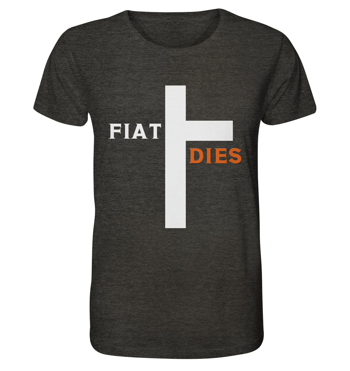 FIAT DIES (Version: "FIAT" in weiss, "DIES" in orange) - Organic Shirt (meliert)