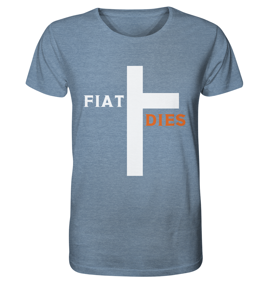 FIAT DIES (Version: "FIAT" in weiss, "DIES" in orange) - Organic Shirt (meliert)