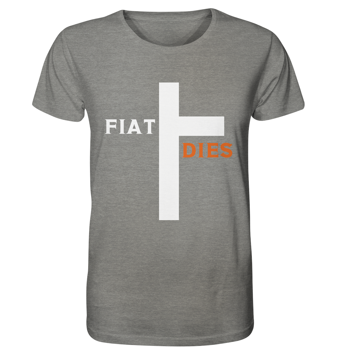 FIAT DIES (Version: "FIAT" in weiss, "DIES" in orange) - Organic Shirt (meliert)