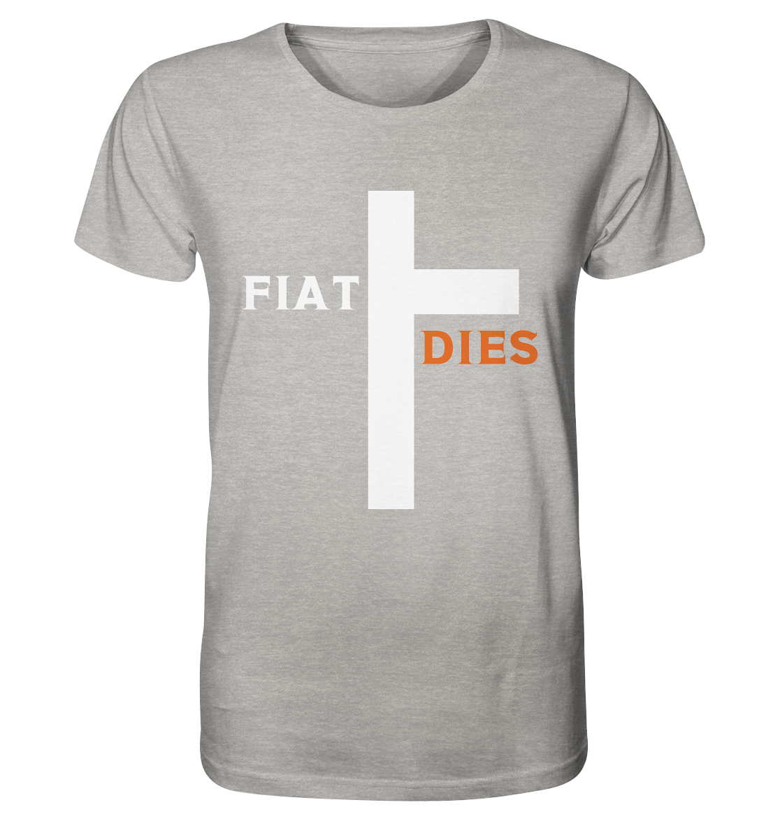 FIAT DIES (Version: "FIAT" in weiss, "DIES" in orange) - Organic Shirt (meliert)