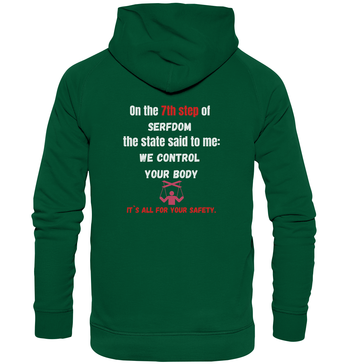 7th step of serfdom - WE CONTROL YOUR BODY - RÜCKENDRUCK (Herren, Men) - Basic Unisex Hoodie