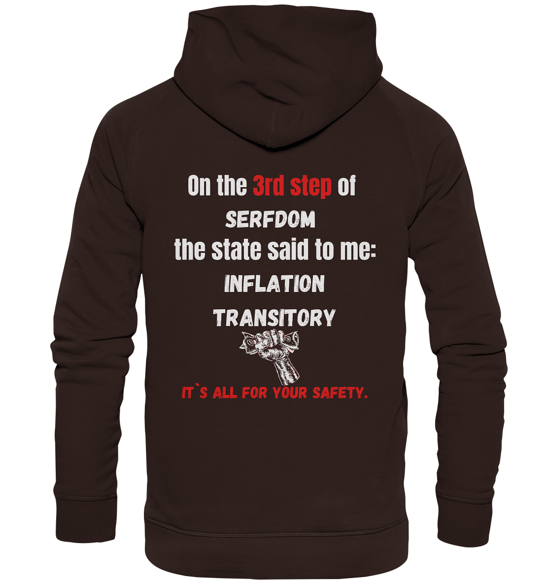 3rd step of serfdom the state said to me: INFLATION TRANSITORY # RÜCKENDRUCK # (Ladies Collection 21% Rabatt bis zum Halving 2024) - Basic Unisex Hoodie