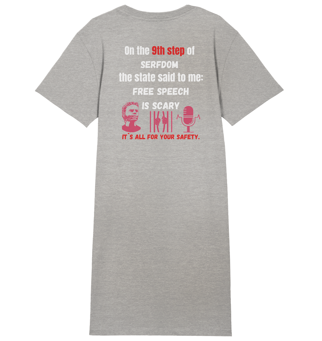 9th step of serfdom the state said to me: FREE SPEECH IS SCARY # RÜCKENDRUCK # (Ladies Collection 21% Rabatt bis zum Halving 2024)  - Ladies Organic Shirt Dress