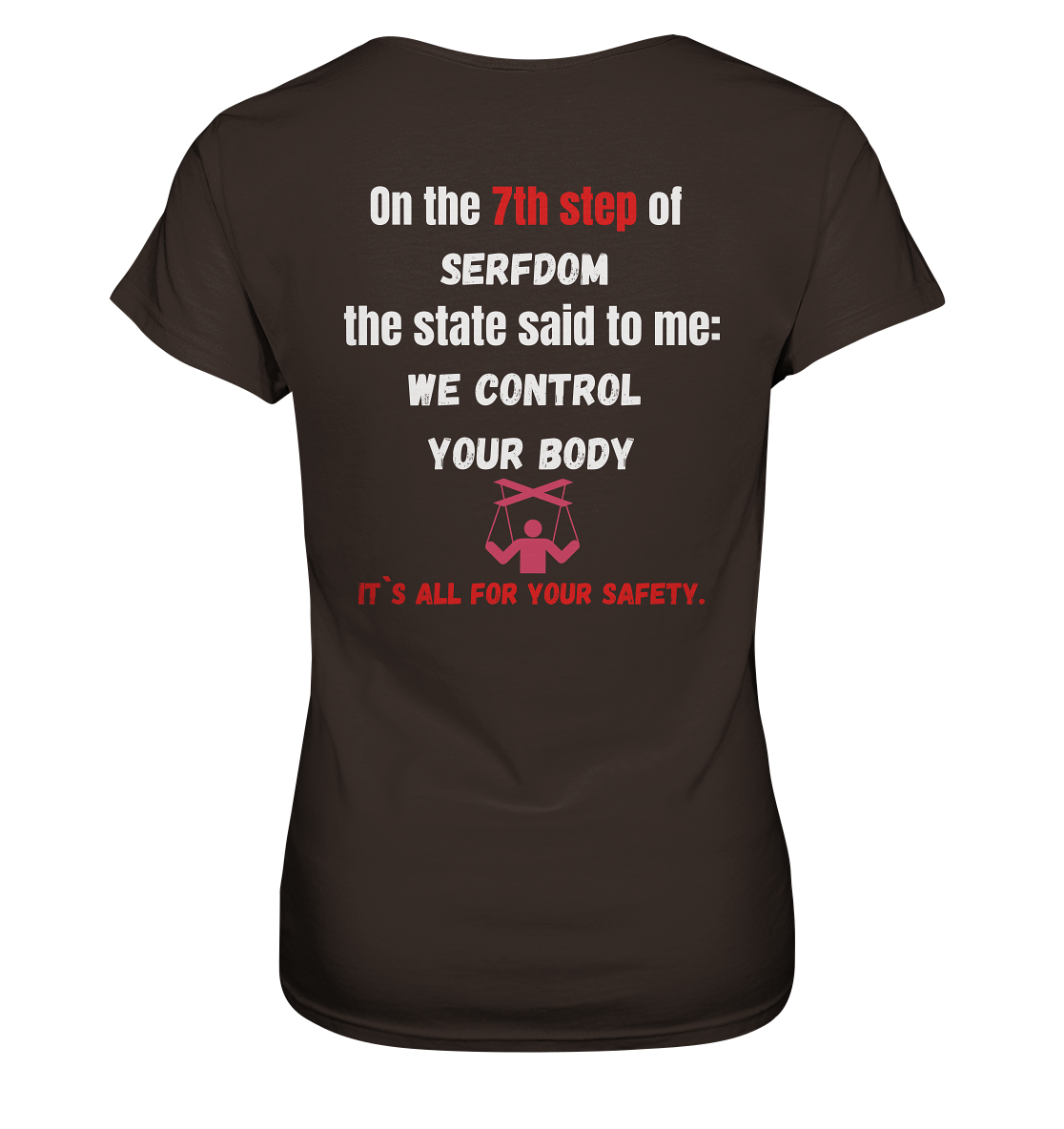 7th step of serfdom the state said to me: WE CONTROL YOUR BODY # RÜCKENDRUCK # (Ladies Collection 21% Rabatt bis zum Halving 2024) - Ladies Premium Shirt