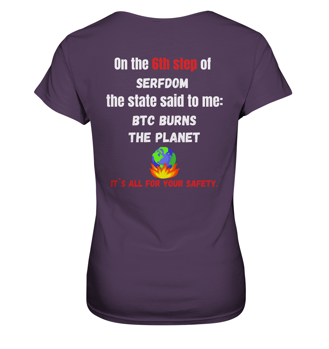 6th step of serfdom the state said to me: BTC BURNS THE PLANET # RÜCKENDRUCK # (Ladies Collection 21% Rabatt bis zum Halving 2024) - Ladies Premium Shirt