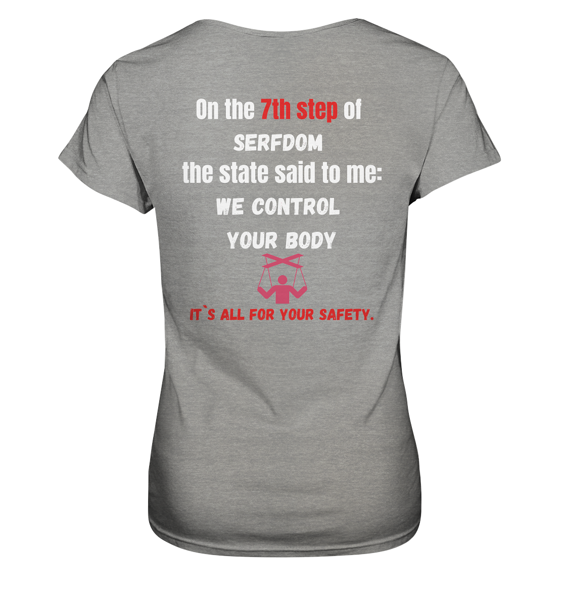 7th step of serfdom the state said to me: WE CONTROL YOUR BODY # RÜCKENDRUCK # (Ladies Collection 21% Rabatt bis zum Halving 2024) - Ladies Premium Shirt