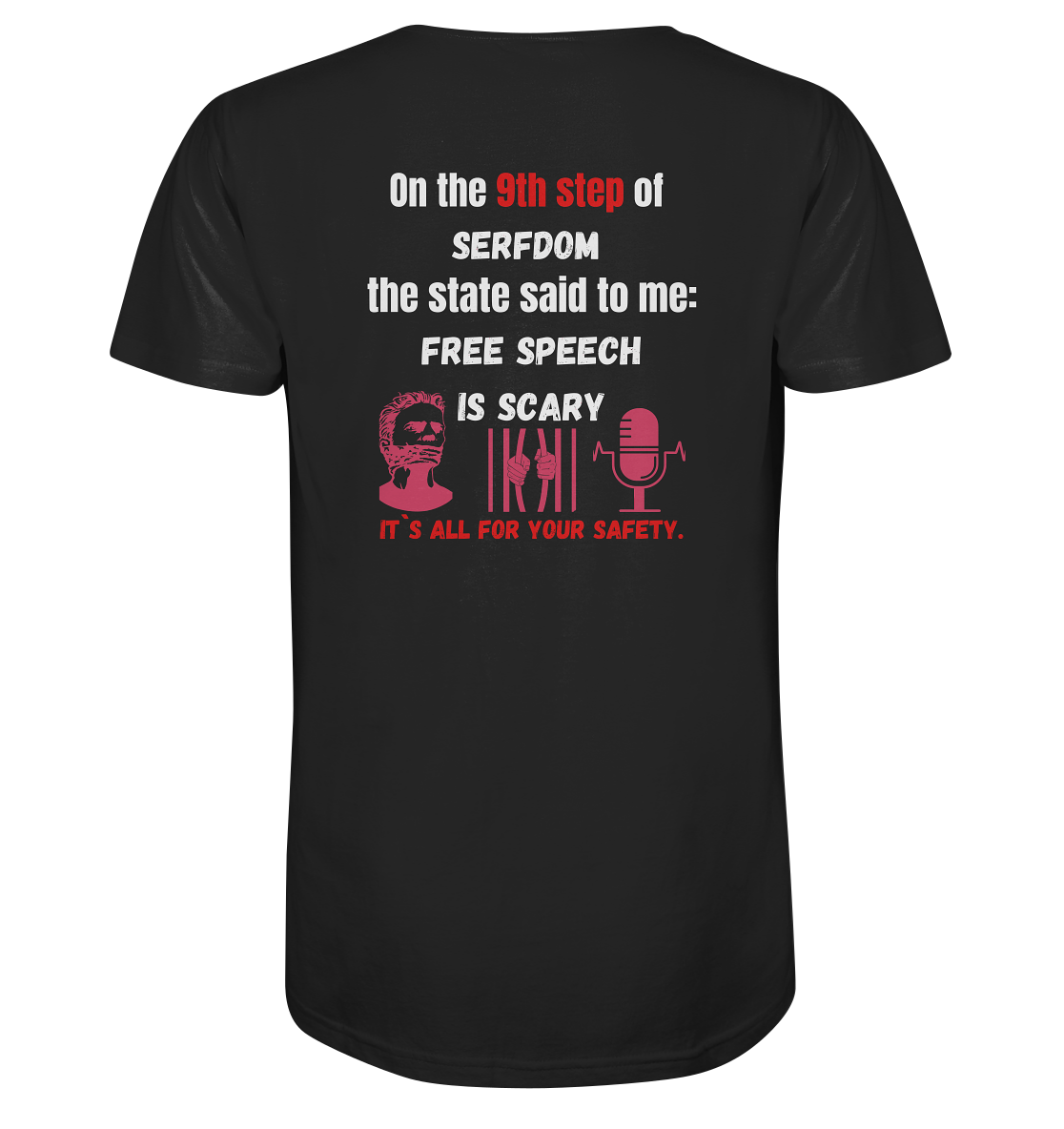 9th step of serfdom - FREE SPEECH IS SCARY - RÜCKENDRUCK (Herren, Men)   - Mens Organic V-Neck Shirt