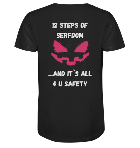 1st from 12 steps of serfdom - IT`S ALL 4 U SAFETY - RÜCKENDRUCK FARBIG (Herren, Men)  - Mens Organic V-Neck Shirt