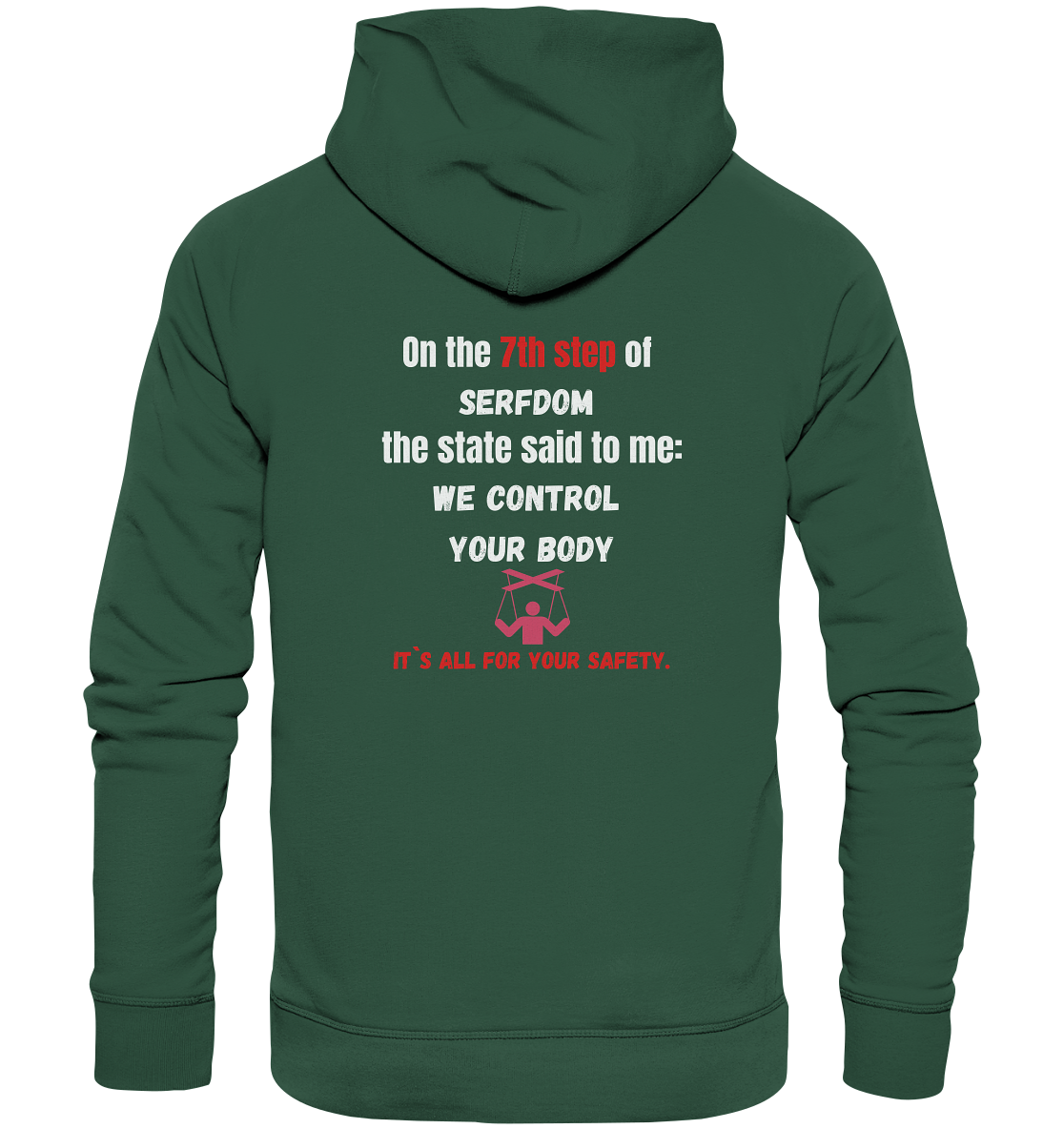 7th step of serfdom - WE CONTROL YOUR BODY - RÜCKENDRUCK (Herren, Men) - Organic Basic Hoodie