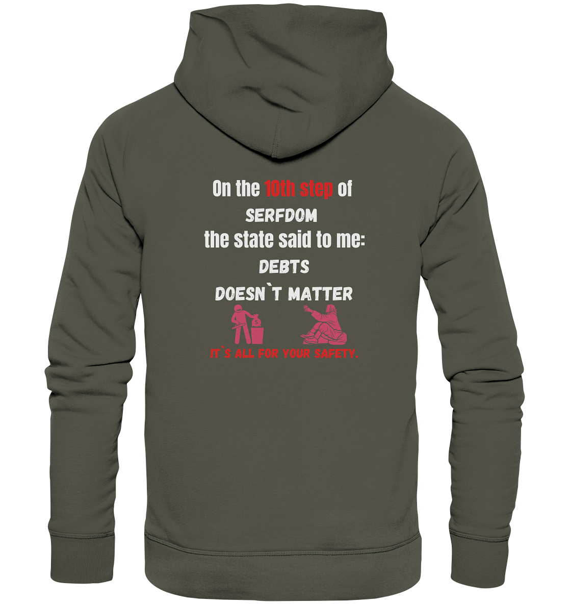 10th step of serfdom - DEBTS DOESN´T MATTER - RÜCKENDRUCK (Herren, Men) - Organic Basic Hoodie