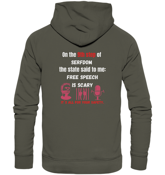 9th step of serfdom - FREE SPEECH IS SCARY - RÜCKENDRUCK (Herren, Men)   - Organic Basic Hoodie