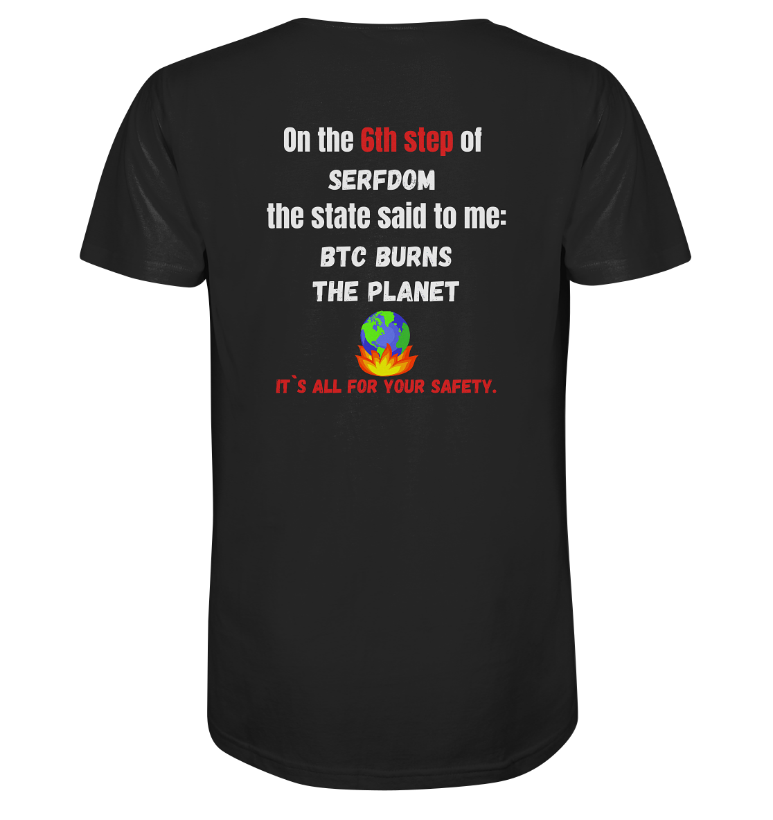 6th step of serfdom - BTC BURNS THE PLANET - RÜCKENDRUCK (Herren, Men)  - Organic Shirt