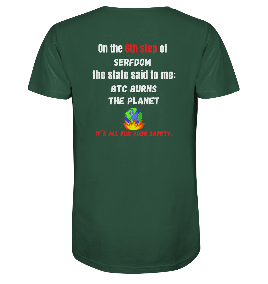 6th step of serfdom - BTC BURNS THE PLANET - RÜCKENDRUCK (Herren, Men)  - Organic Shirt