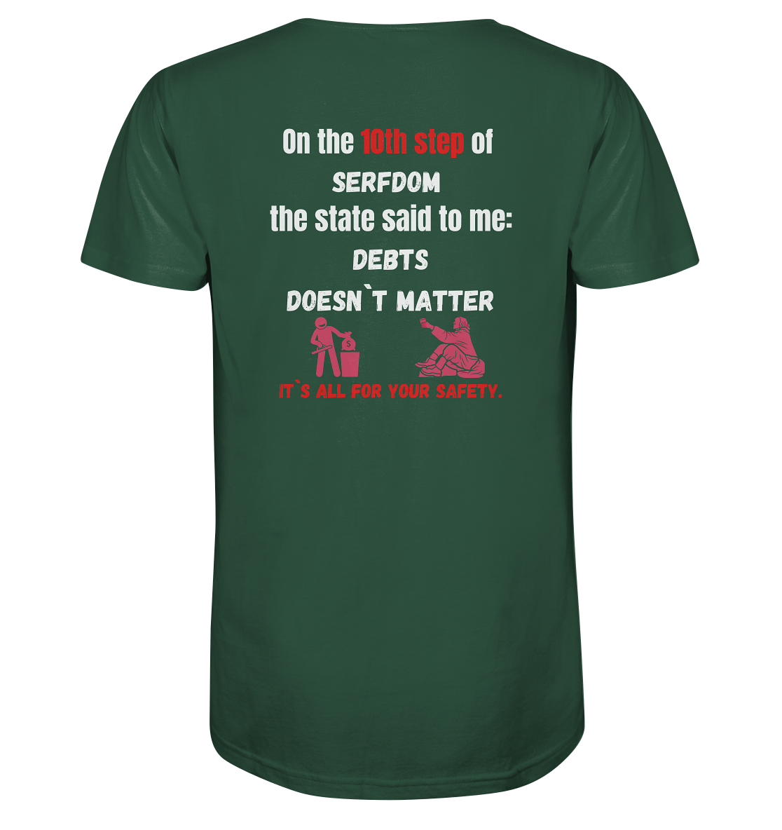 10th step of serfdom - DEBTS DOESN´T MATTER - RÜCKENDRUCK (Herren, Men) - Organic Shirt