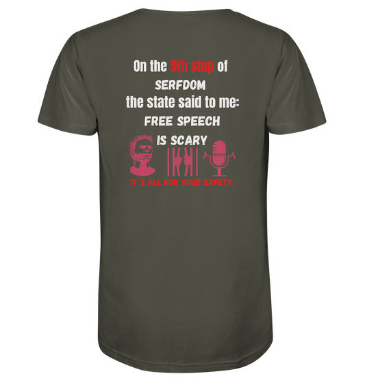 9th step of serfdom - FREE SPEECH IS SCARY - RÜCKENDRUCK (Herren, Men)   - Organic Shirt