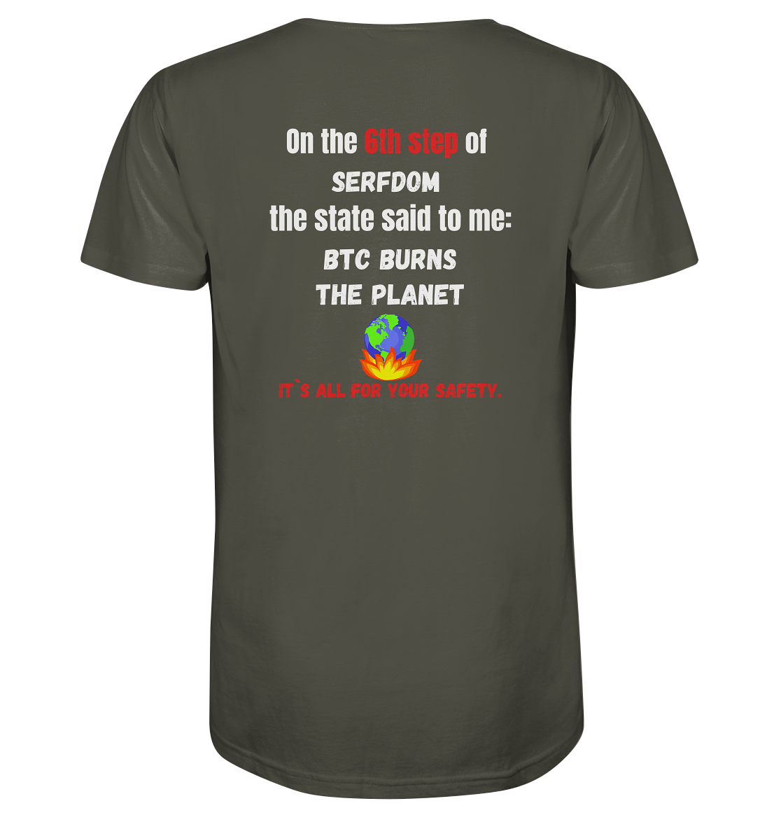 6th step of serfdom - BTC BURNS THE PLANET - RÜCKENDRUCK (Herren, Men)  - Organic Shirt