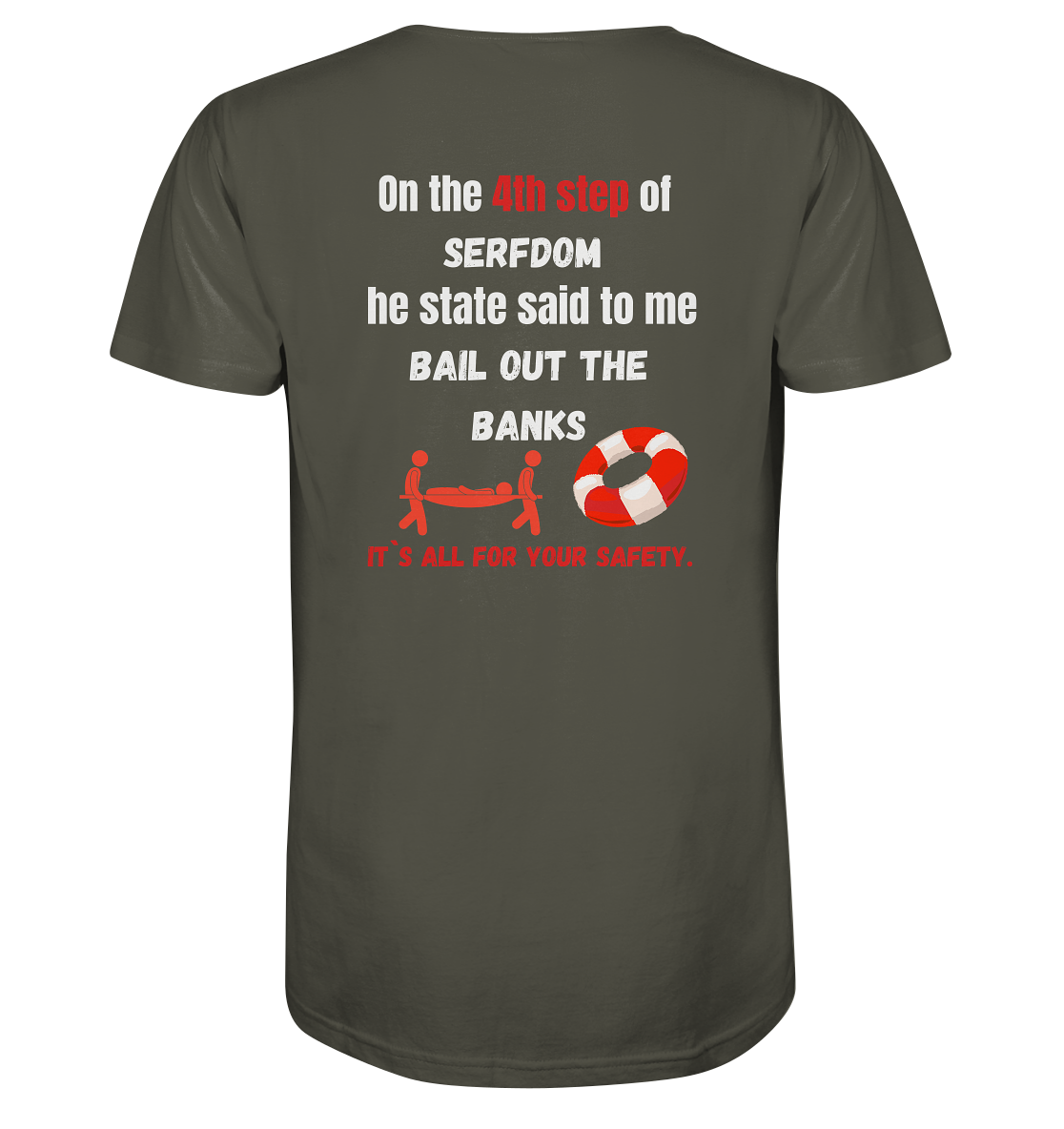 4th step of serfdom - BAIL OUT THE BANKS - RÜCKENDRUCK (Herren, Men)  - Organic Shirt