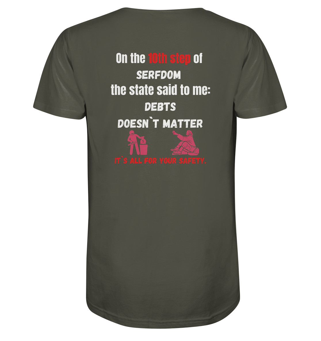 10th step of serfdom - DEBTS DOESN´T MATTER - RÜCKENDRUCK (Herren, Men) - Organic Shirt