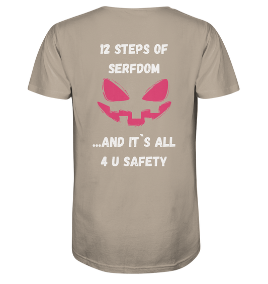 1st from 12 steps of serfdom - IT`S ALL 4 U SAFETY - RÜCKENDRUCK FARBIG (Herren, Men)  - Organic Shirt