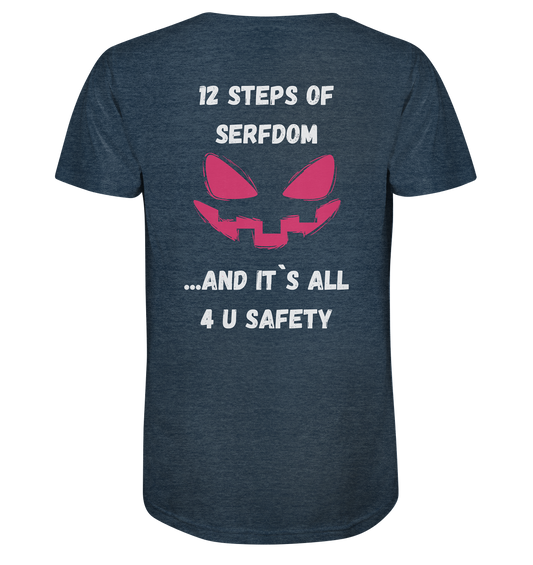 1st from 12 steps of serfdom - IT`S ALL 4 U SAFETY - RÜCKENDRUCK FARBIG (Herren, Men)  - Organic Shirt (meliert)